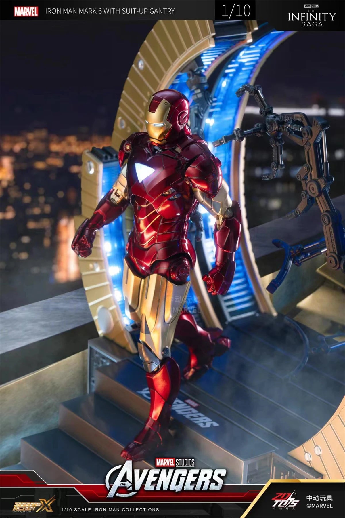 ZD Toys Avengers Iron Man Action Figure MK6 Suit-up Gantry Suit Up Gantry With MK4 Tony Stark Legends Collection Toy Gift