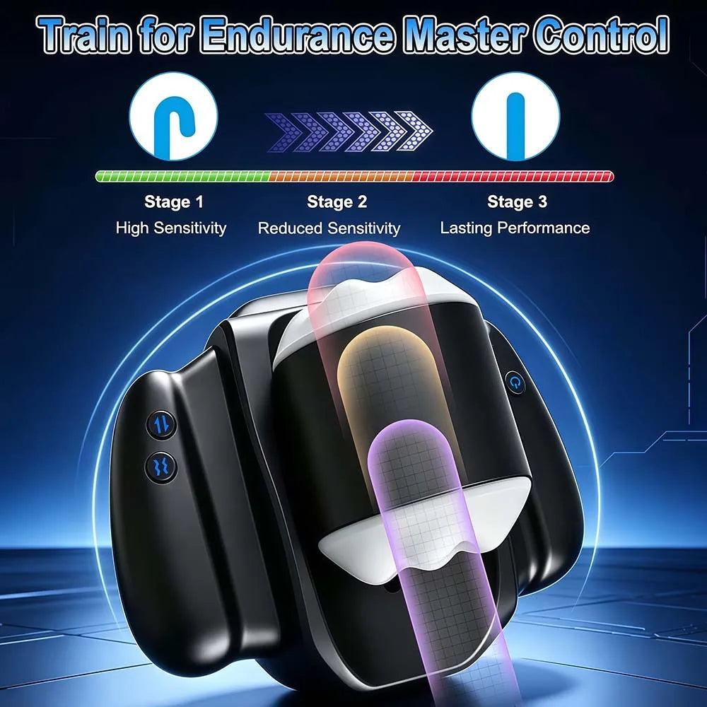 Automatic Male Masturbation Cup Telescopic Vibrating Pocket Pussy with Holder Penis Trainer Sex Machine Adult Sex Toys for Men