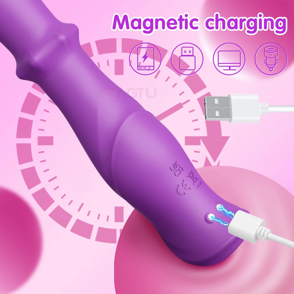 Thrusting Vibrator Dildo Sex Toys , 7.2" Silicone G Spot Rotation Vibrating Dildos Anal Vaginal Stimulator Adult Toys for Women