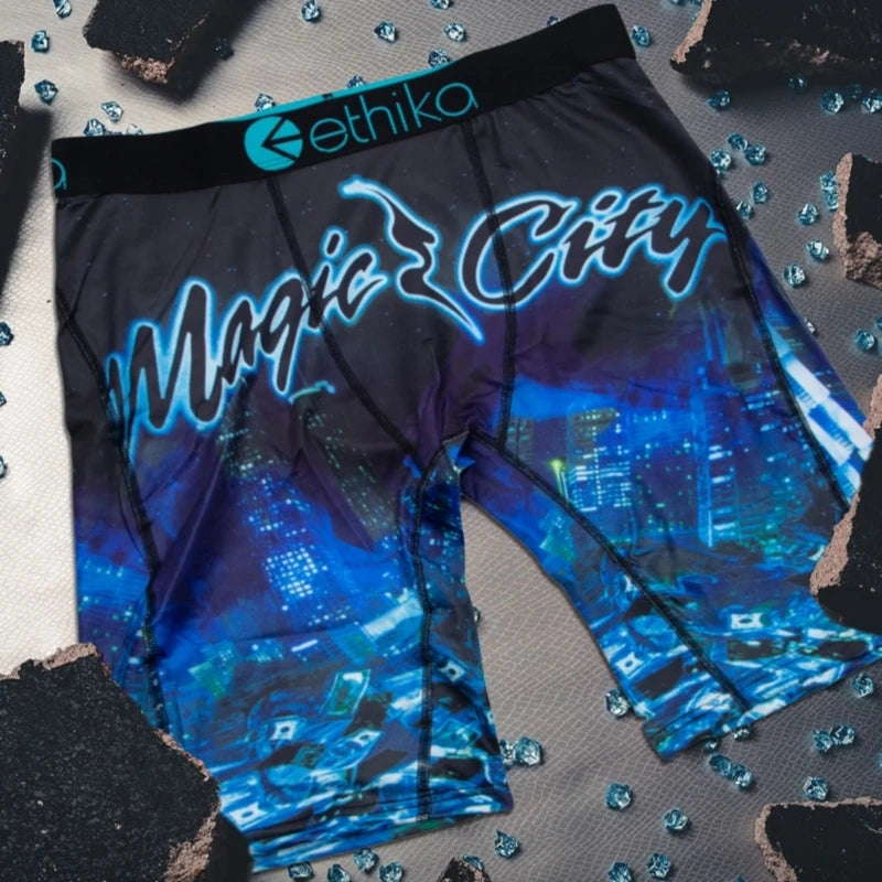 ETHIKA 1Pcs Men Underwear Boxers Breathable Mesh Crotch Man Underpants Plus Size Mens Panties L-3XL Printed Men's Boxers Briefs