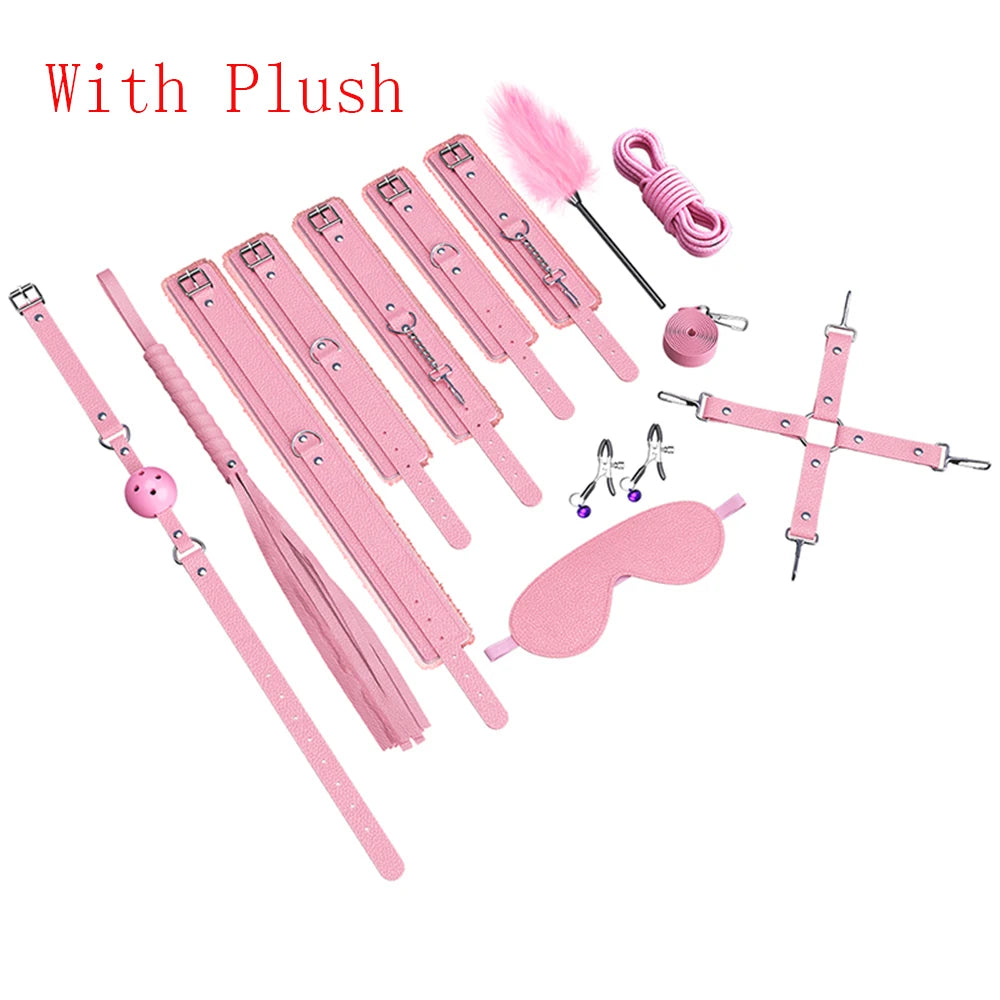 Bdsm Bondage Set Restraint Adult Game Handcuff Neck Collar Wrist Mouth Gag Strap Fetish SM Sex Toys for Woman Couples Product
