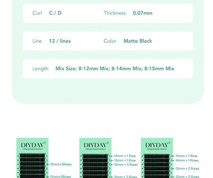 DIYDAY U Style 3D 4D 5D 6D Eyelash Extension Handmade U-shaped Premade Volume Lashes BASF PBT Fiber Nartural Mink False Eyelash