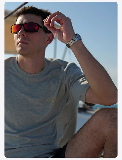 SIMWOOD 2026 Summer New 【Oversize Short Length】240gsm Moisture Wicking Quick Dry T-shirt Men Two-Tone Color Design Tops