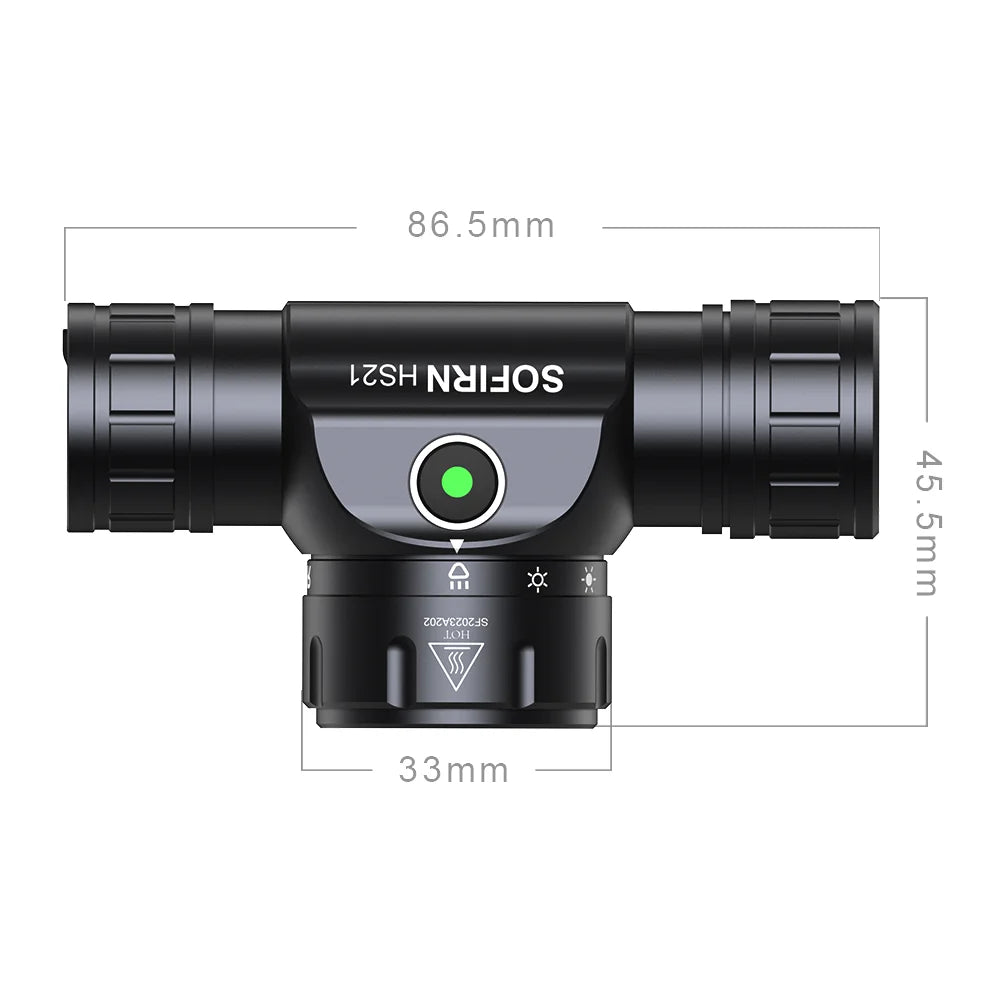 Sofirn HS21 2000lm EDC Headlamp 18650 USB C Rechargeable Flashlight SFT40 Powerful Headlight With Infrared Switch