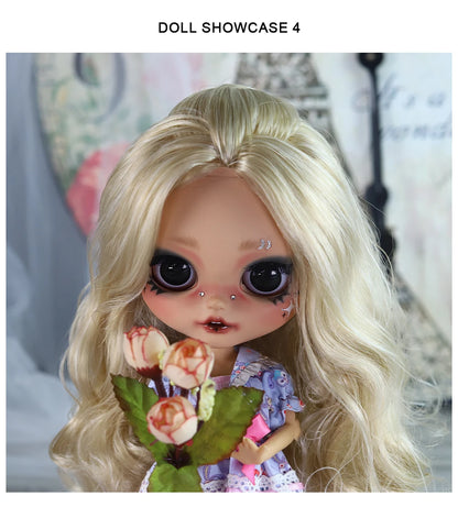 ICY DBS Blyth 1/6 Doll Hand Painted Set Tan Skin Long Eyelash Sleeping Doll Set SD