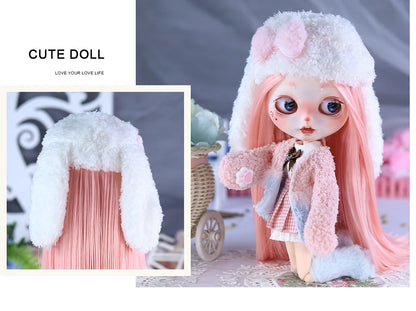 ICY DBS Blyth Plush Costume Girl BJD Animation Toys Cute Rabbit Set Girl Gift