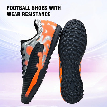 Professional Training TF Soccer Shoes for Men Women Kids PU+Fabric Breathable Wear-Resistant Rubber Sole