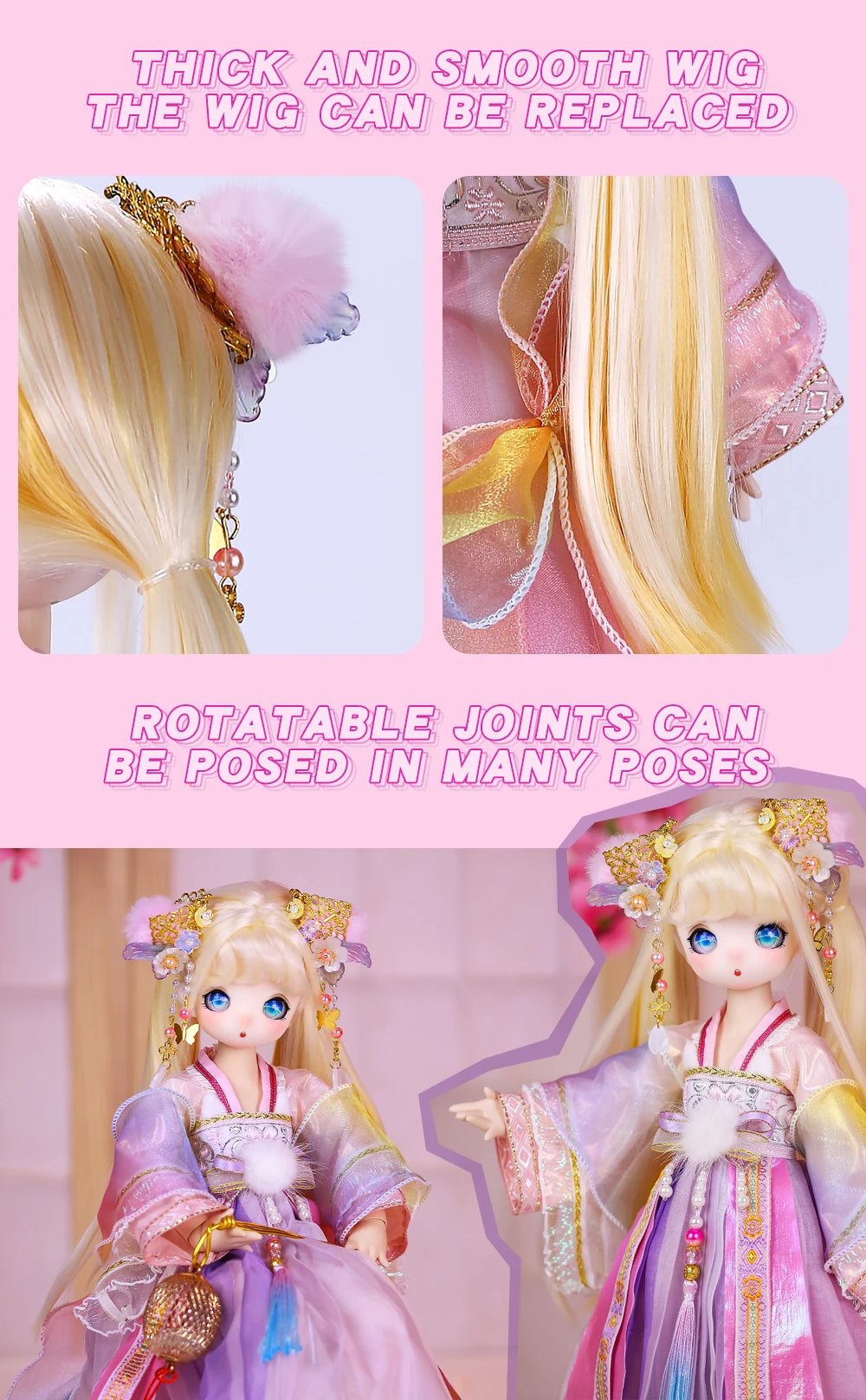 ICY DBS 1/4 BJD Dream Fairy Doll ANIME TOY Mechanical Joint Body Collection Doll  Official Makeup 40cm SD