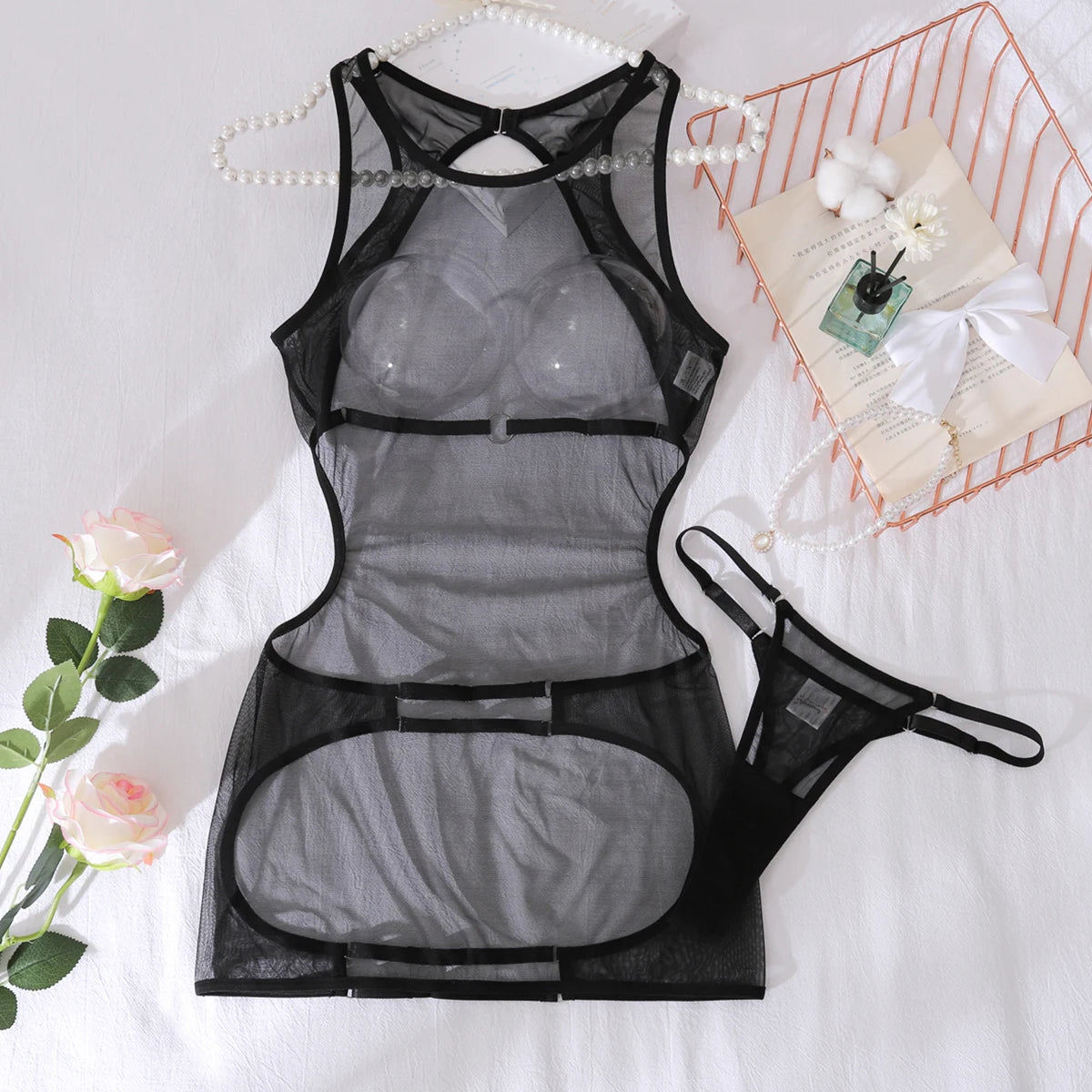 Women's Sheer Backless Mini Dress