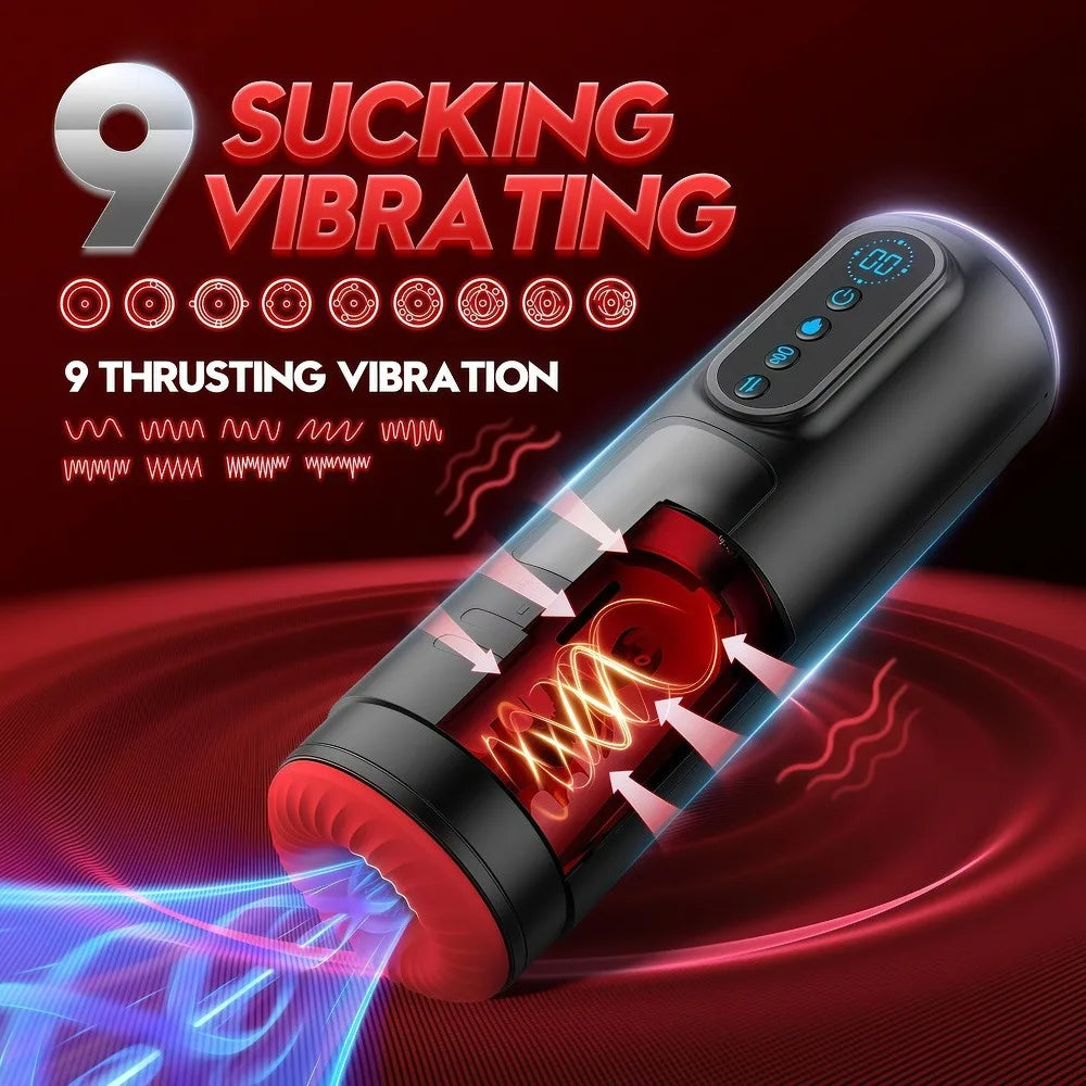 Automatic Sucking Male Masturbator Heating Thrusting Vibrators LCD Display Pocket Pussy Stroker Blowiob Adult Sex Toys for Men