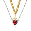 LATS 2pcs Can Be Assembled Heart and Sword Zircon Pendant Necklace for Women Men Couple Silver Gold Plated Choker Chain Jewelry