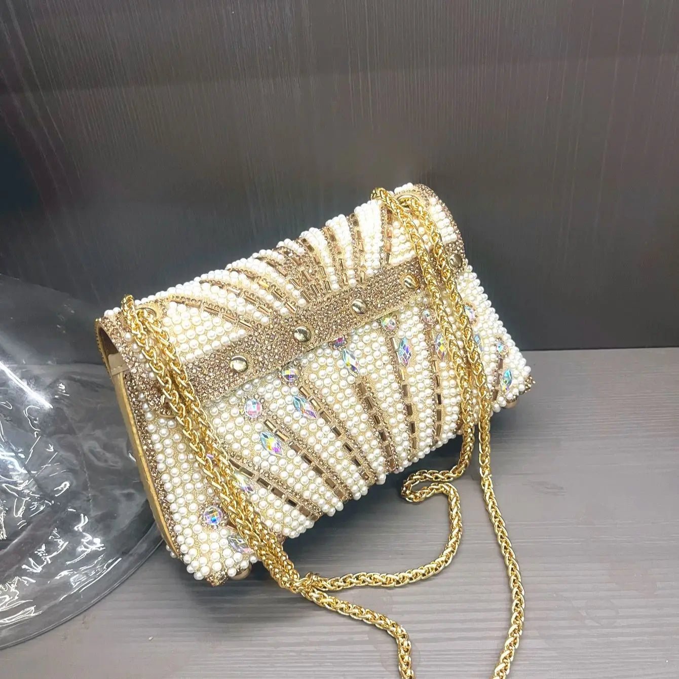 Women's Crystal Rhinestone Metallic Clutch Bag – Evening & Party, 3 Colors - TRYSHOPPY
