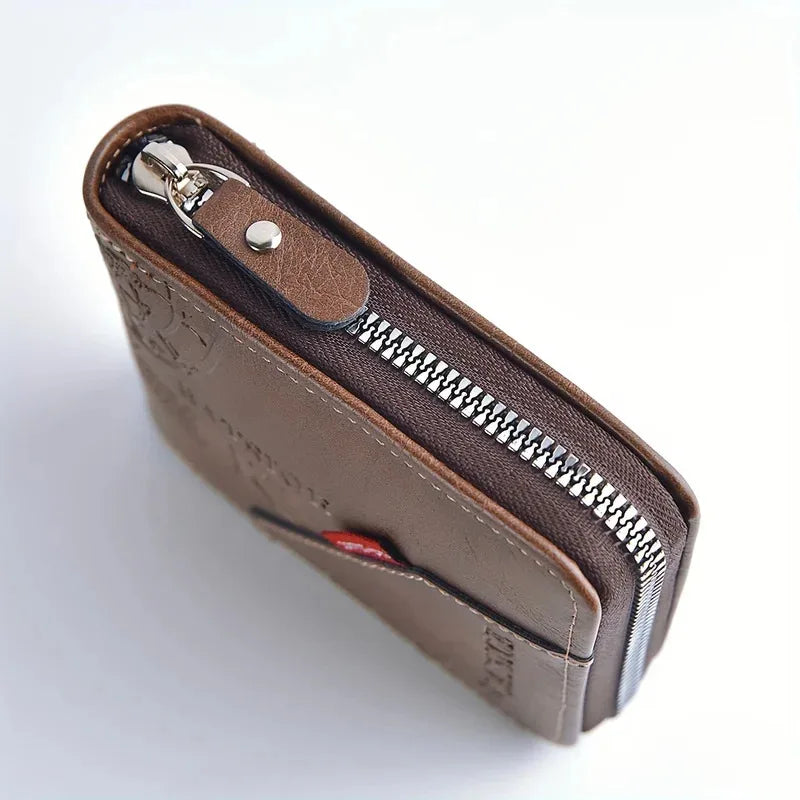 Trendy Splicing Fashion PU Retro Wax Oil Leather Short Style Men's Wallet Coin Short Style Men's Card Clip Wallet