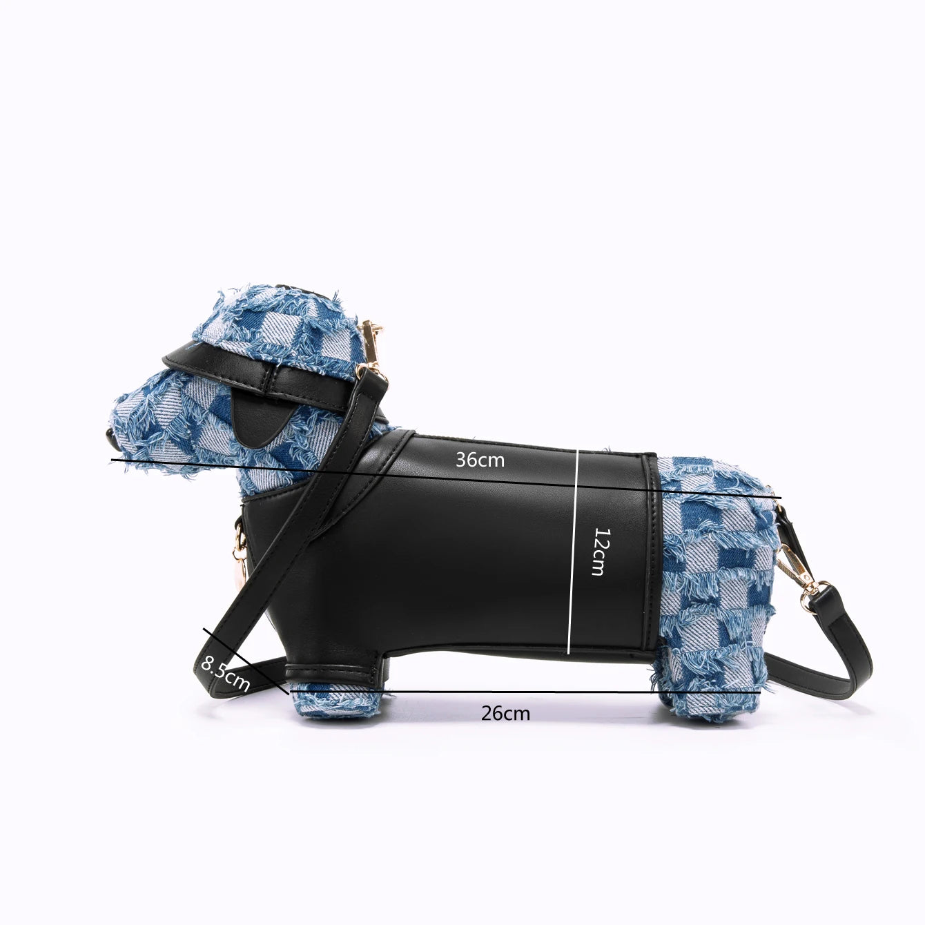 Women's Dog-Shaped PU Leather Crossbody Bag – Adjustable Strap, Blue