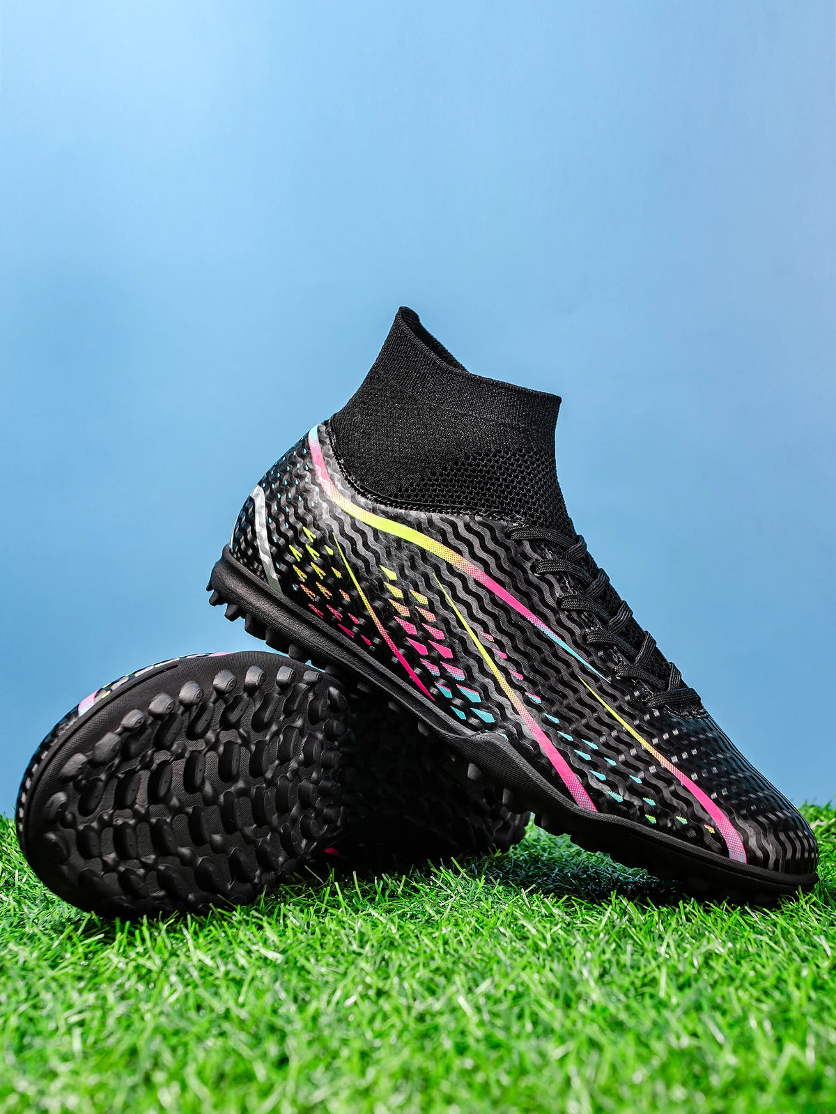 Professional Training TF Soccer Shoes for Men Women Kids PU+Fabric Breathable Wear-Resistant Rubber Sole