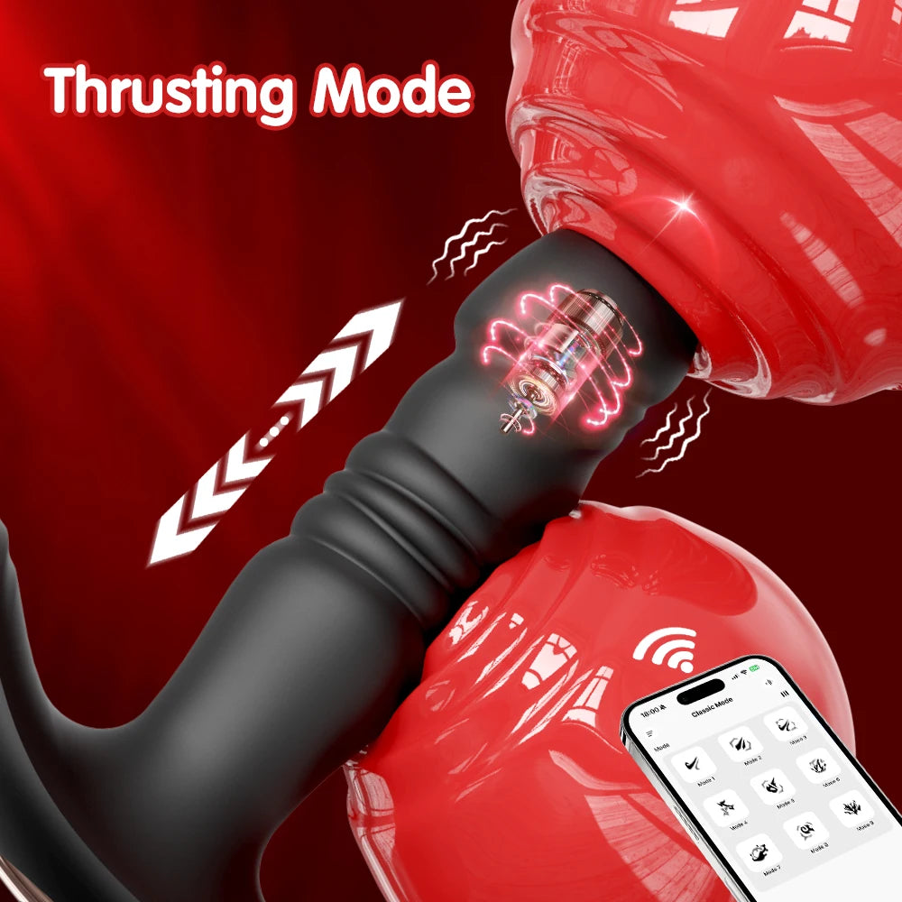 Thrusting Prostate Massager Anal Dildo Vibrator for Men, 6-in-1 Vibrating Male Anal Toys with Silicone Cock Ring Adult Sex Toys