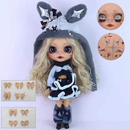 ICY DBS Blyth 1/6 Doll Hand Painted Set Tan Skin Long Eyelash Sleeping Doll Set SD