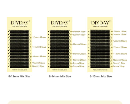 DIYDAY 2D Y Lashes Extension Premade Voume Fans Faux Mink Eyelashes Single Tips 2D Y Shaped Eye Lashes for Makeup Products
