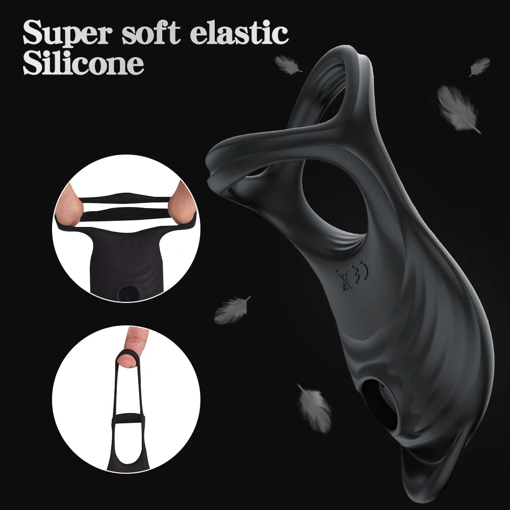 Remote Control Penis Ring Vibrator Sucking Licking Clitoris Stimulator Cock Ring Enlargement Sex Toy for  Adult Man & Couples