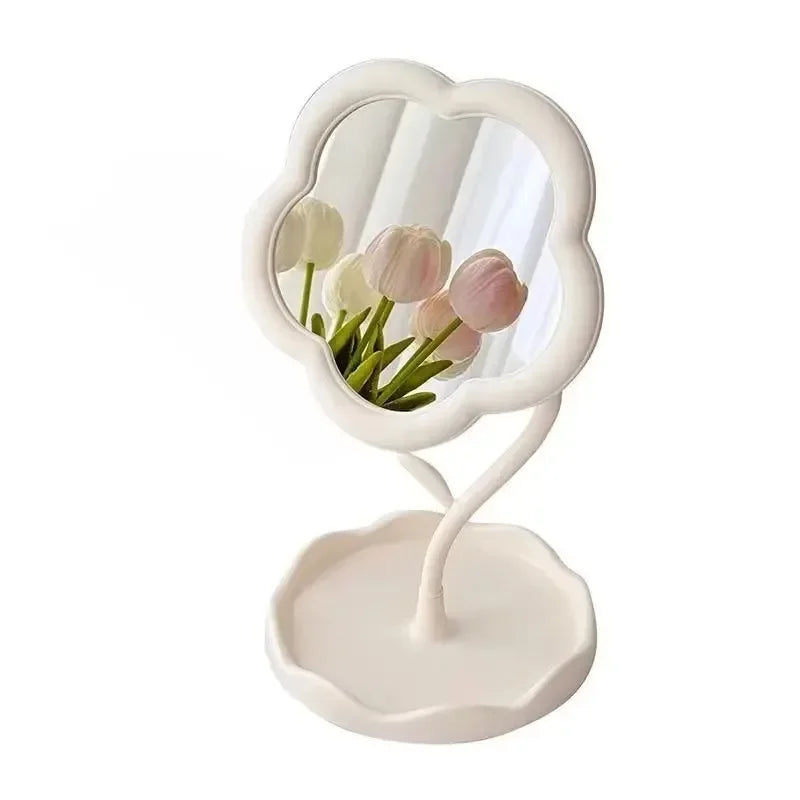 Creative Desktop Flower Mirror for Dorm Room High Aesthetic Value Gao Yan Style Makeup Vanity Bedroom Home Decor