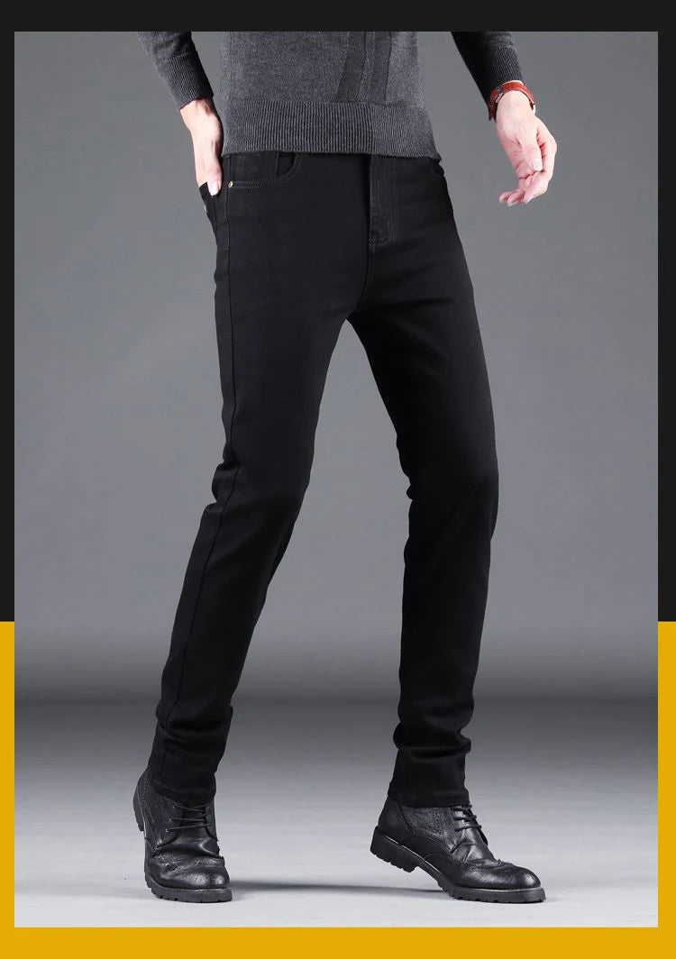 Men's Black Slim-Fit Stretch Jeans