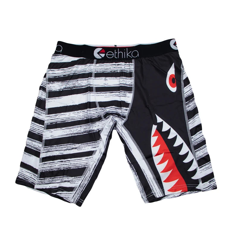 ETHIKA 1Pcs Men Underwear Boxers Breathable Mesh Crotch Man Underpants Plus Size L-3XL Mens Panties Printed Men's Boxers Briefs