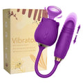 2 IN 1 Thrusting Vibrator for Women Clit Stimulator Telescopic Sucking Oral Biting Female Rose Sex Toy Clit Sucker Adults Good