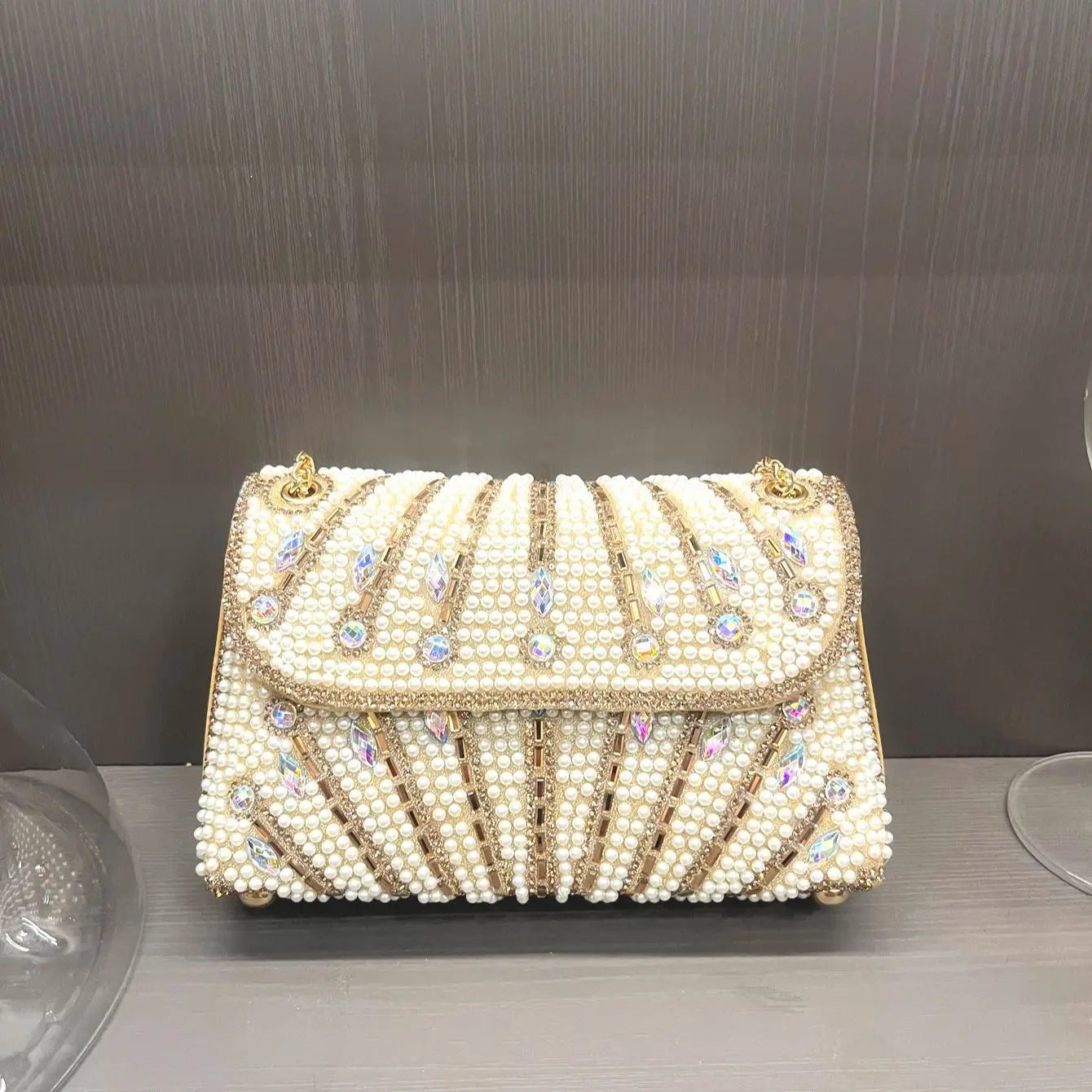 Women's Crystal Rhinestone Metallic Clutch Bag – Evening & Party, 3 Colors - TRYSHOPPY
