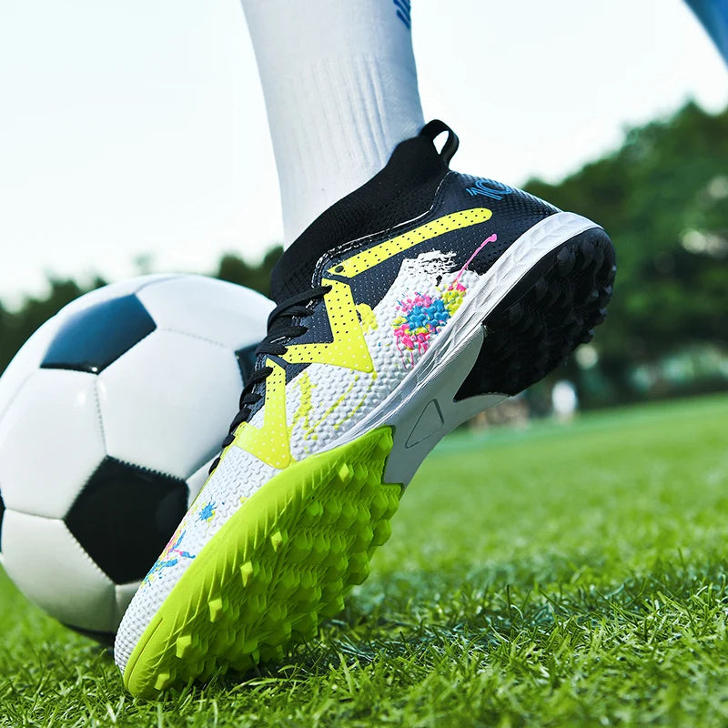 Entry Adult TF football shoes Elastic PU Fabric Shock-absorb Rubber Outsole Anti-slip Wear-resistant Beginner Turf Sports Sneake