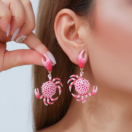 2025 Exaggerated Lobster Seashell Drop Earrings Bohemian Summer Beach Ocean Style Animal Colorful Crab Lobster Holiday Earring