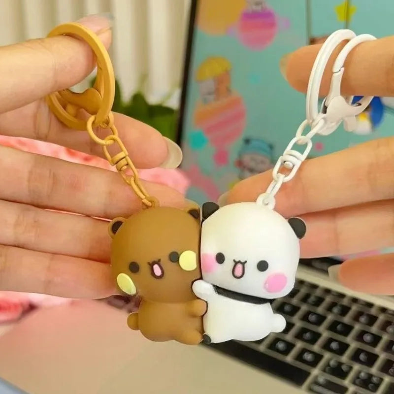 Cartoon Panda Bubu Dudu Magnetic Keychain Cute Backpack Pendant with Toy Figures Couple Accessories Ideal Fantasy Themed Gift