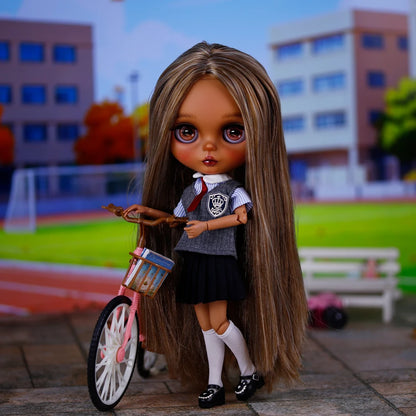 ICY DBS Bryce 1/6 Hand-Painted Doll Set Doll with Black skin, Long Lashes, and Sunspots SD Version
