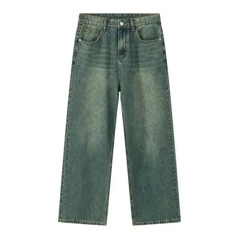 IEFB Men's Jeans New Korean Personality Straight Wide Leg Denim Pants Fashion Autumn Spring Vintage Male Trousers 9A5577