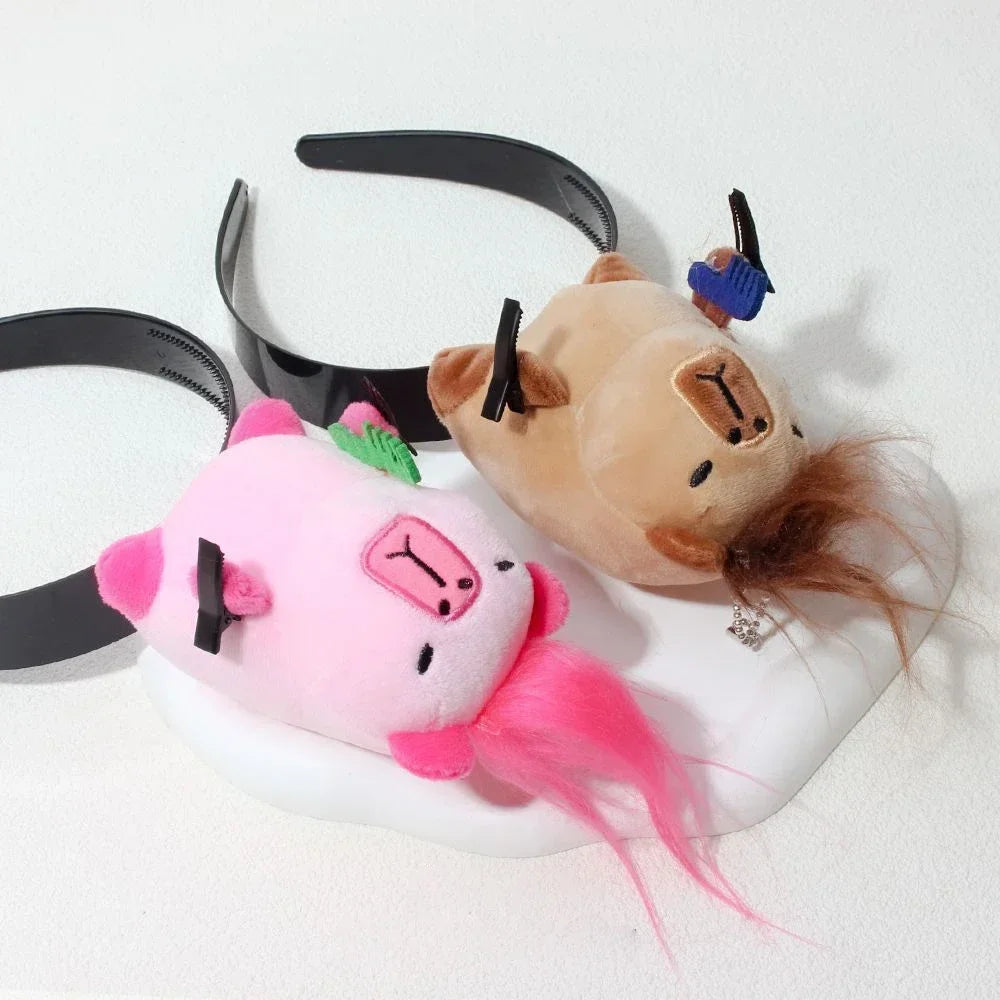 Cartoon Funny Capybara Hair Hoop Headband Summer Women's Cute Face Wash Headband Funny Plush Hair Band Hair Accessories