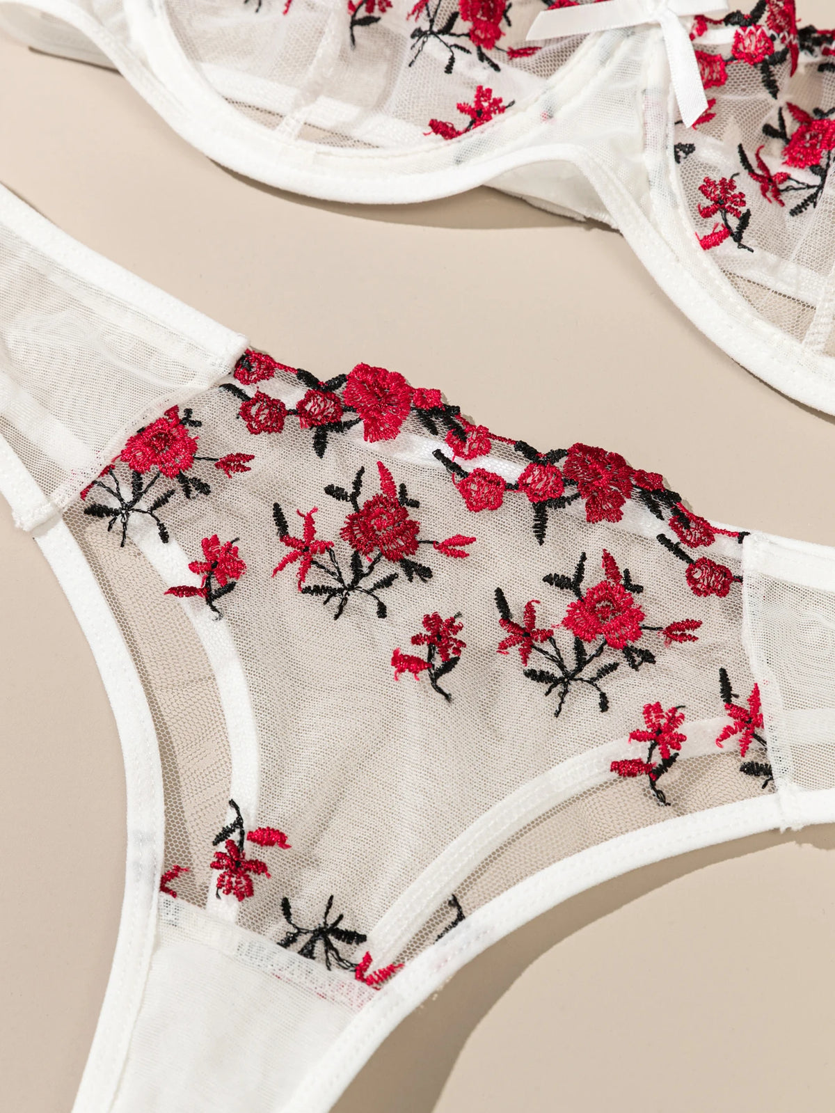 Women's Floral Embroidered Bra & Panty Set