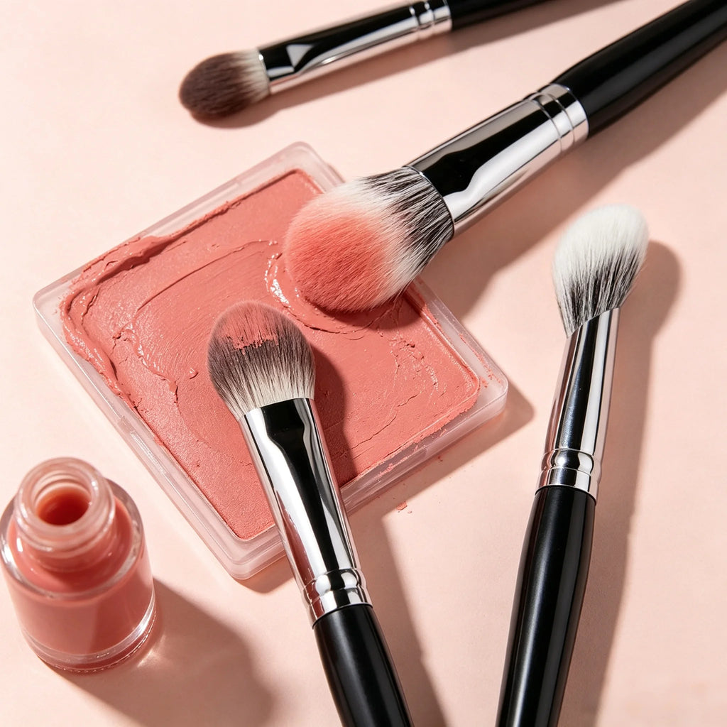 Peach Heart Blush Brush 1/2Pcs Compact Flat Precision Makeup Brush Cosmetic Applicator for Powder Cream & Liquid Blush