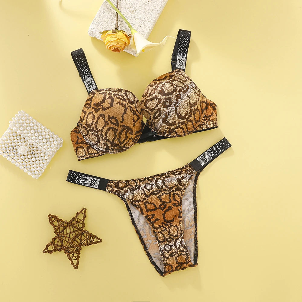 Women's Rhinestone Push-Up Lingerie Set