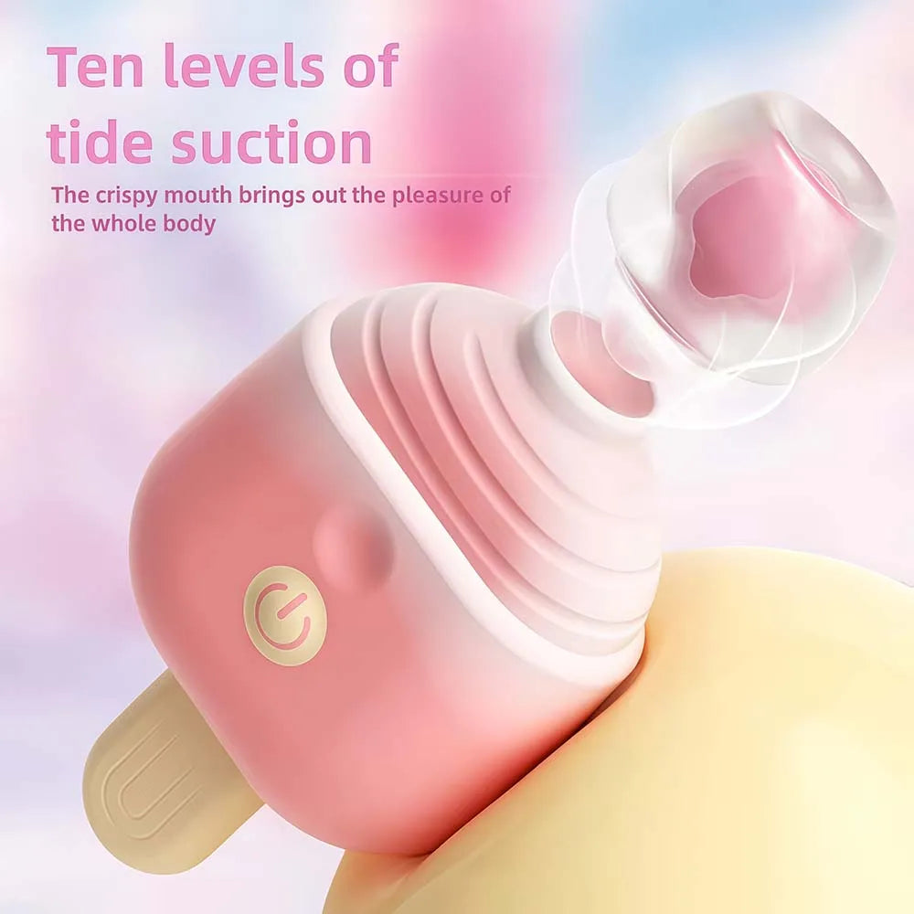 Ice Cream Portable Vibrating Sucking Masturbation Massager Clitoris Nipple Vibrating Sucking Stimulator Sex Toys Adult Products