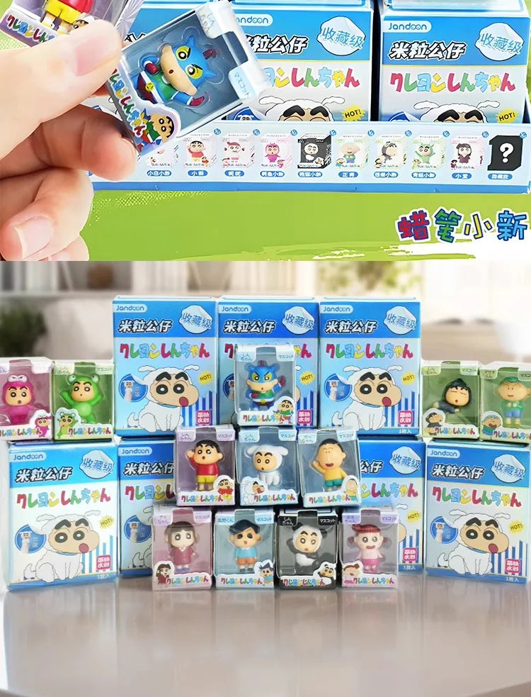 Original JANDOOM Crayon Shin-chan Blind box Shin chan Anime Figure Rice grain Doll Mini Figure Cute Cartoon Model Kids Toys Gift