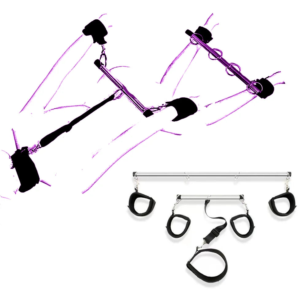 BDSM Adjustable Bondage Kit Spreader Bar Handcuffs Ankle Cuffs Fetish Restraints Set Sex Toys for Adult Couples Games Sex Shop