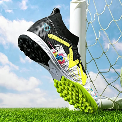 Entry Adult TF football shoes Elastic PU Fabric Shock-absorb Rubber Outsole Anti-slip Wear-resistant Beginner Turf Sports Sneake