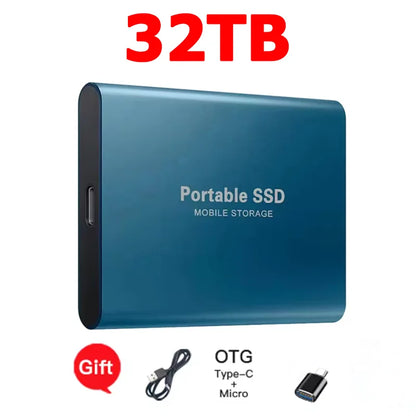 High-speed SSD 1TB Portable External Hard Drive 2TB Solid State Drive 4TB Mass Hard Disk for Laptop Mac PC and Mobile Phone Data