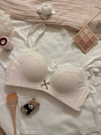Women's Floral Lace Wireless Bra Set