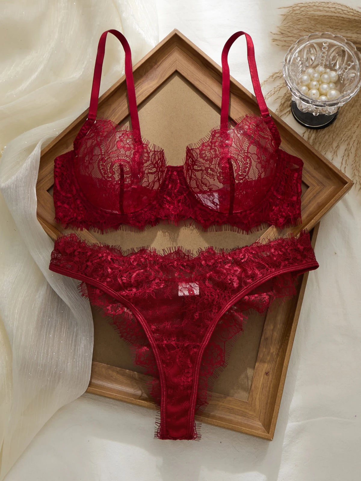 Women's Lightweight Lace Bra & Panty Set