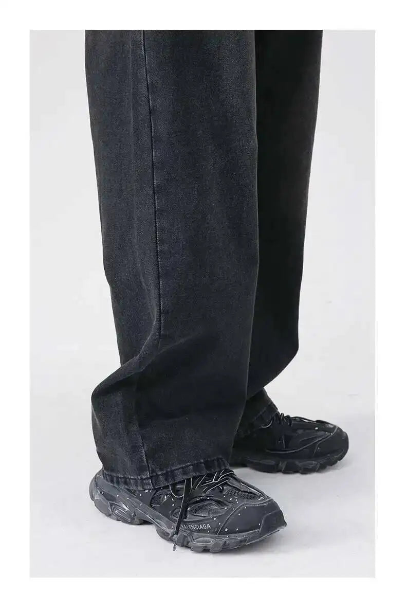 IEFB Men's Jeans New Korean Personality Straight Wide Leg Denim Pants Fashion Autumn Spring Vintage Male Trousers 9A5577