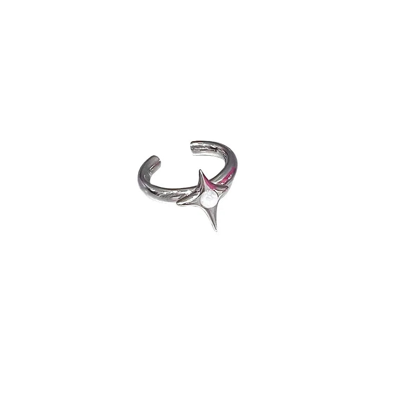 Irregular Cross Star Opal Rings Y2K Natural Stone Star Ring for Women Men Couple Rings Moonstone Zircon Ring Unisex Jewelry 2024