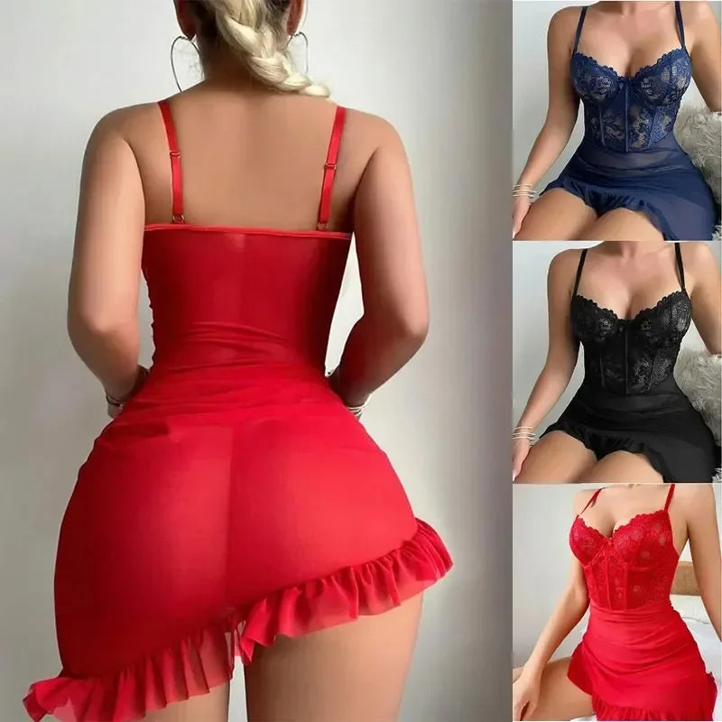 Women's Sheer Lace Underwire Lingerie Set