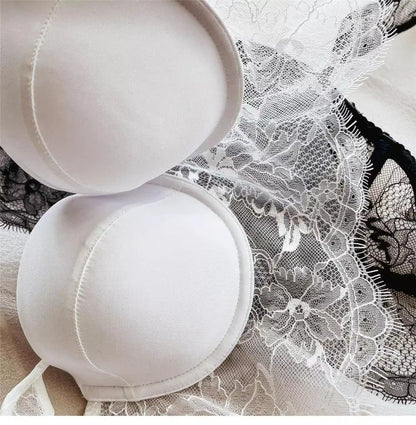 Sexy Lace Underwear Female Poly Poly Thin Soft Steel Ring up Support Anti-Sagging Collect Vice Breasts Solid Color Back Bra Set