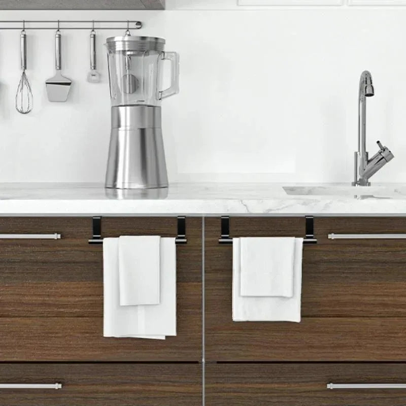 Towel Rack Over Door Stainless Steel Towel Bar Storage Organizer Bathroom Kitchen Cabinet Door Hanging Towel Rack