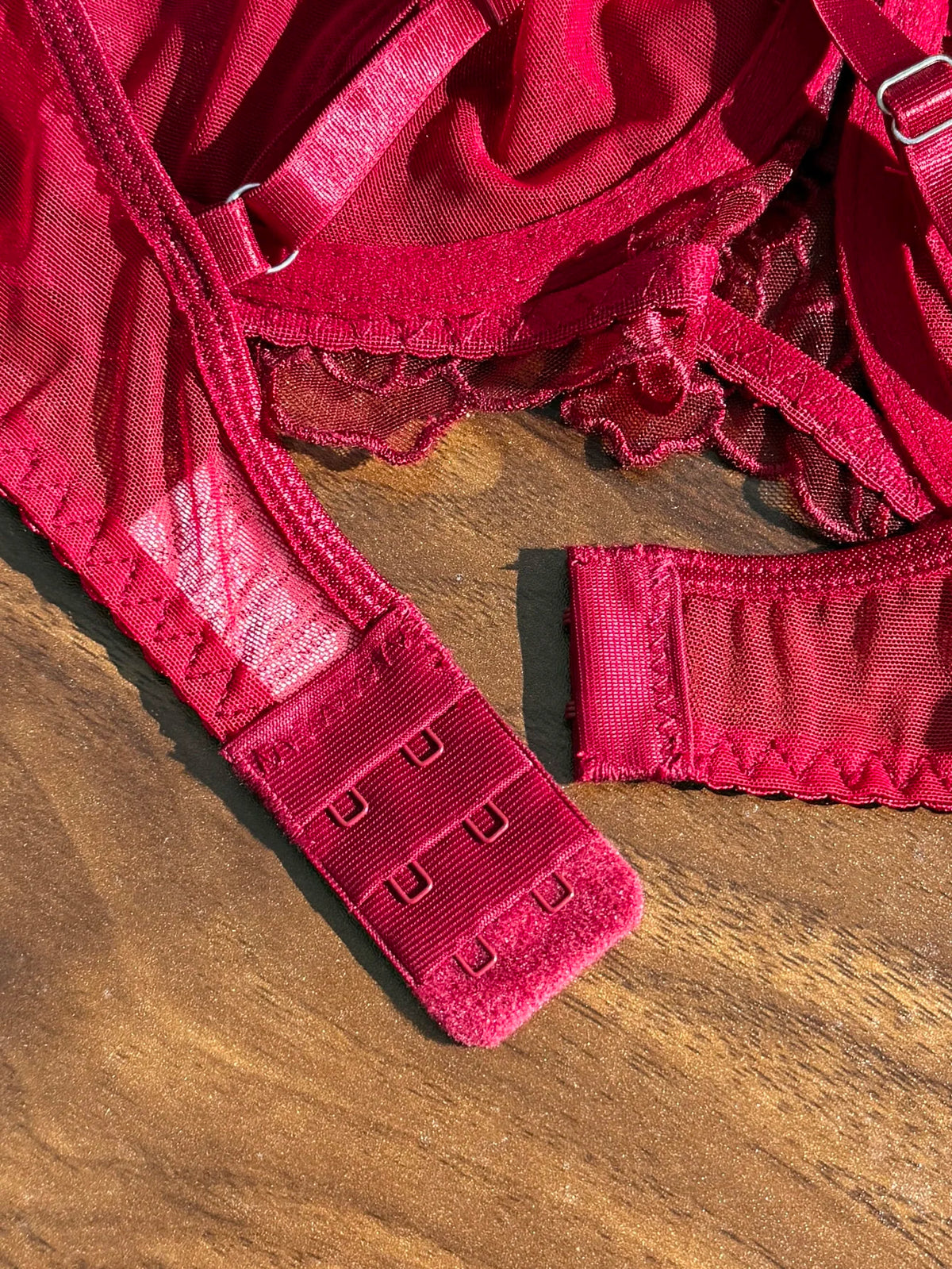 Women's Red Lace Embroidered Bra & Panty Set